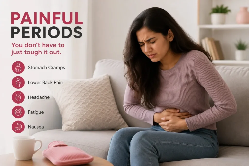 Painful periods and symptoms explained